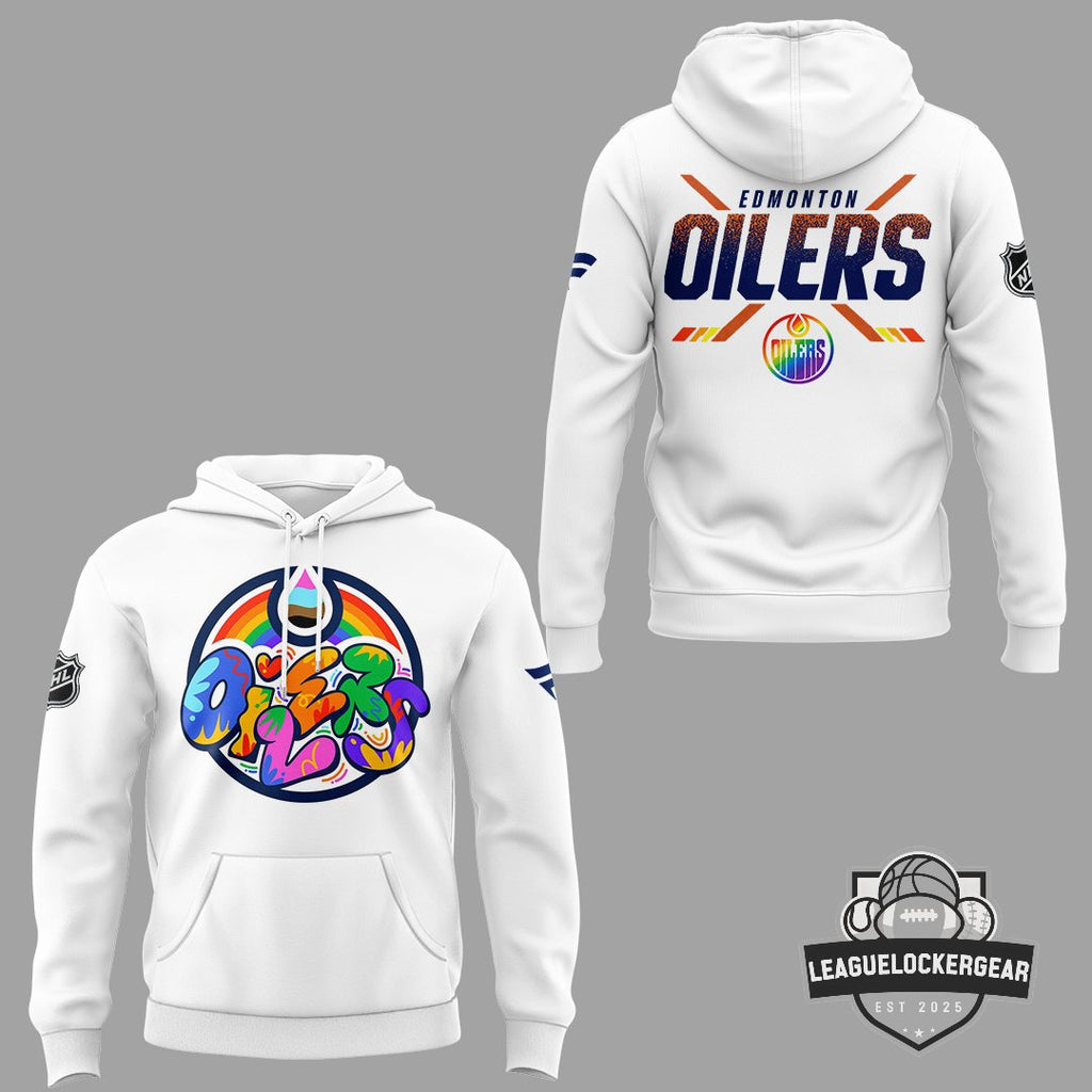 Edmonton Oilers Pride Night Graffiti Logo Hoodie - LeagueLockerGear