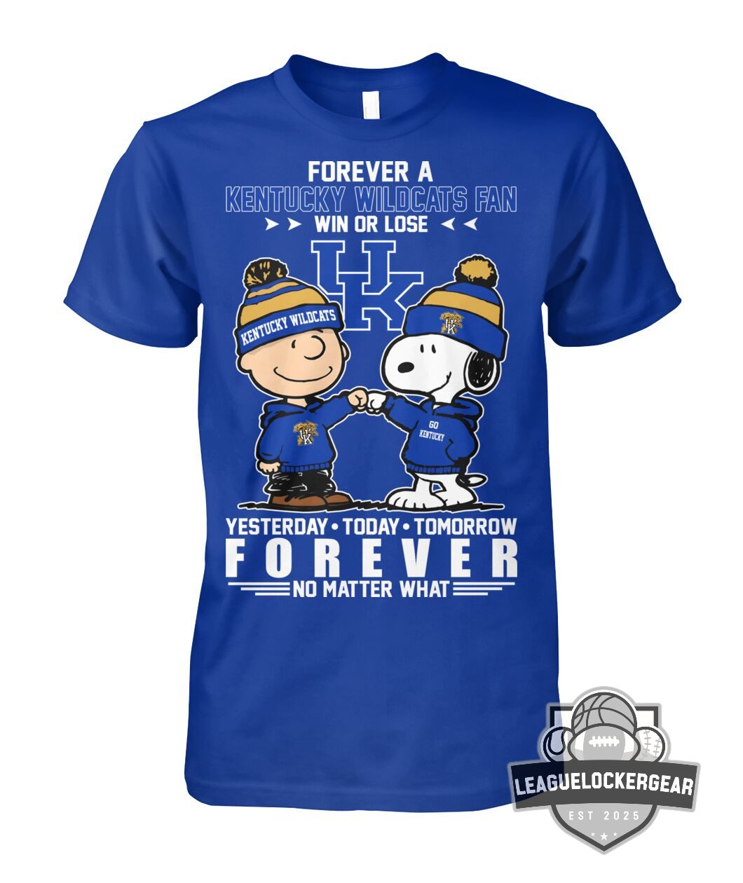 Kentucky Wildcats Snoopy Charlie Brown Forever A Fan Win Or Lose T-Shirt - LeagueLockerGear