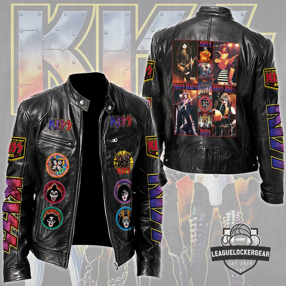 KISS Hottest Band In The World NYC 1973 Patches Leather Jacket - LeagueLockerGear