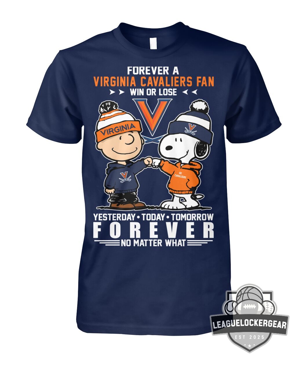 Virginia Cavaliers Snoopy Charlie Brown Forever Fan T-Shirt - LeagueLockerGear