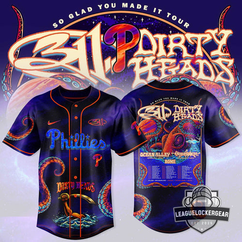 311 Dirty Heads Philadelphia Phillies So Glad You Made It Tour Baseball Jersey - LeagueLockerGear