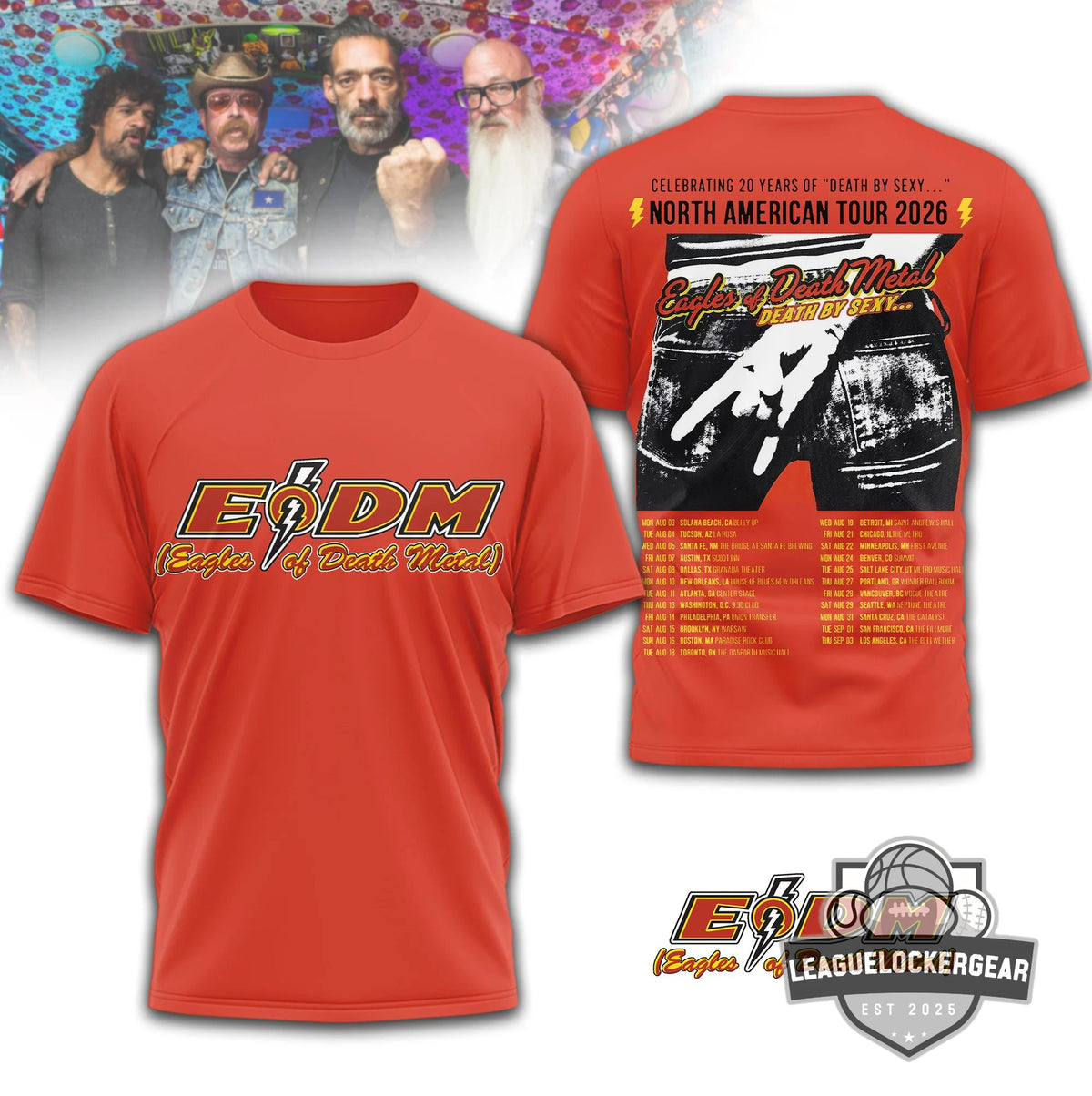 Eagles of Death Metal 20th Anniversary Death by Sexy North American Tour 2026 T-Shirt - LeagueLockerGear