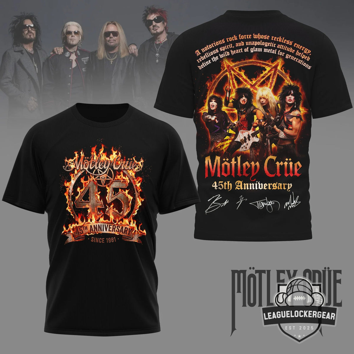 Mötley Crüe 45th Anniversary Since 1981 Signed T-Shirt - LeagueLockerGear