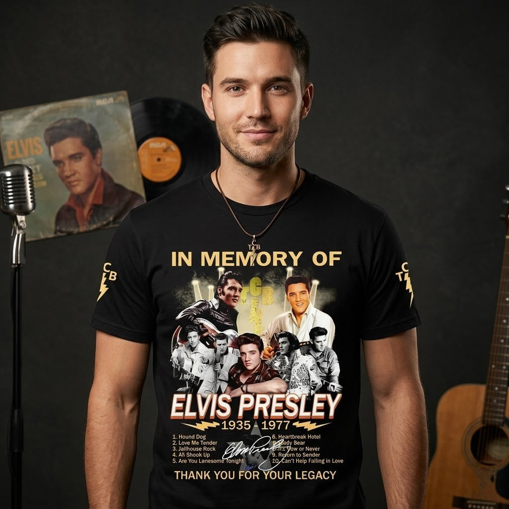 Elvis Presley In Memory Of 1935-1977 Legacy T-Shirt - LeagueLockerGear