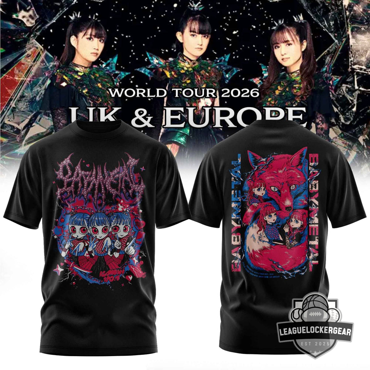 Babymetal World Tour 2026 UK & Europe T-Shirt - LeagueLockerGear