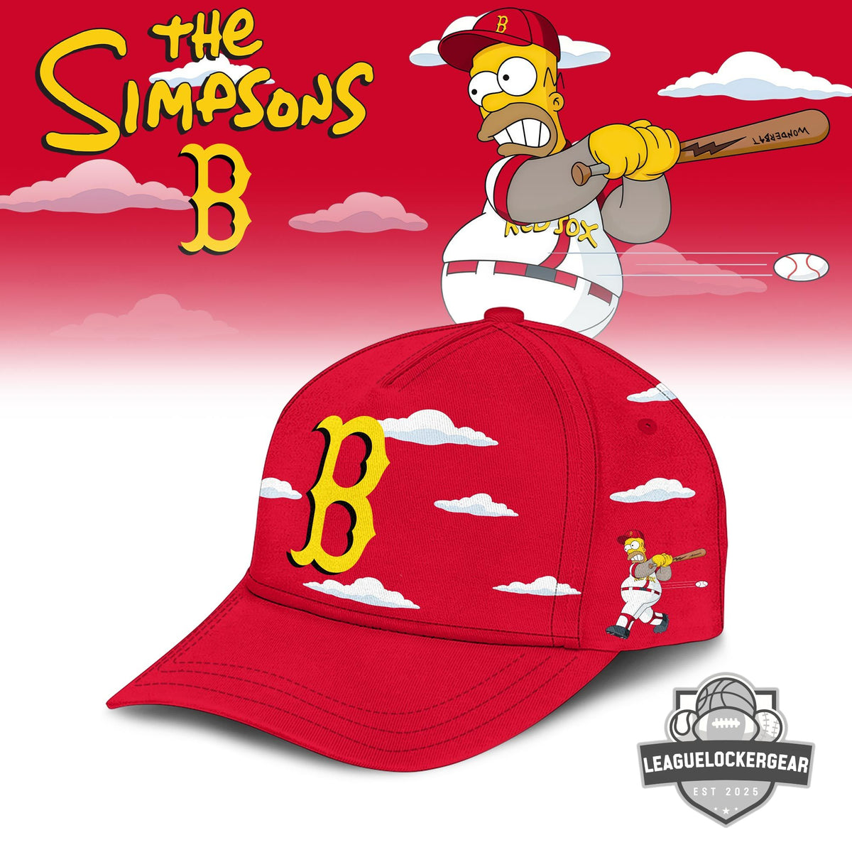 Boston Red Sox The Simpsons Homer Wonderbat Baseball Jersey - LeagueLockerGear