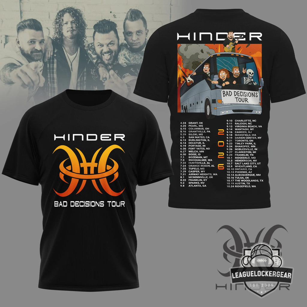 Hinder Bad Decisions Tour 2026 T-Shirt - LeagueLockerGear