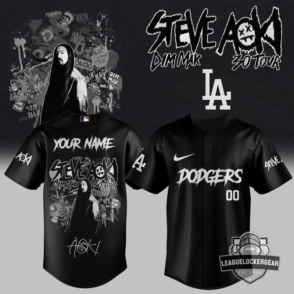 Steve Aoki Los Angeles Dodgers Dim Mak 30 Tour Baseball Jersey - LeagueLockerGear