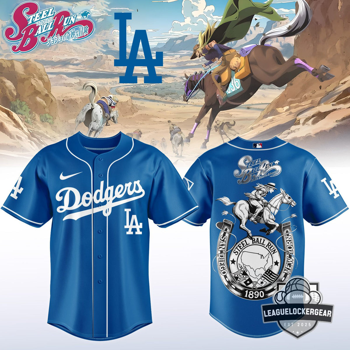 Los Angeles Dodgers Steel Ball Run Baseball Jersey - LeagueLockerGear