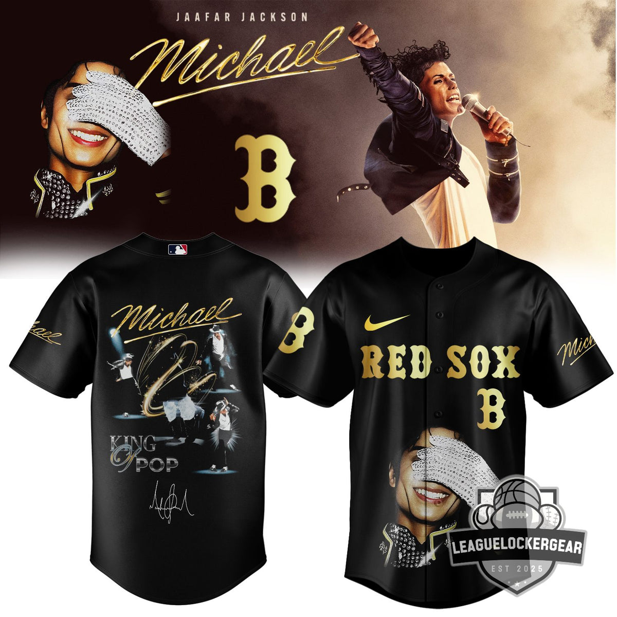 Boston Red Sox x Michael Jackson King of Pop Michael Movie Baseball Jersey - LeagueLockerGear