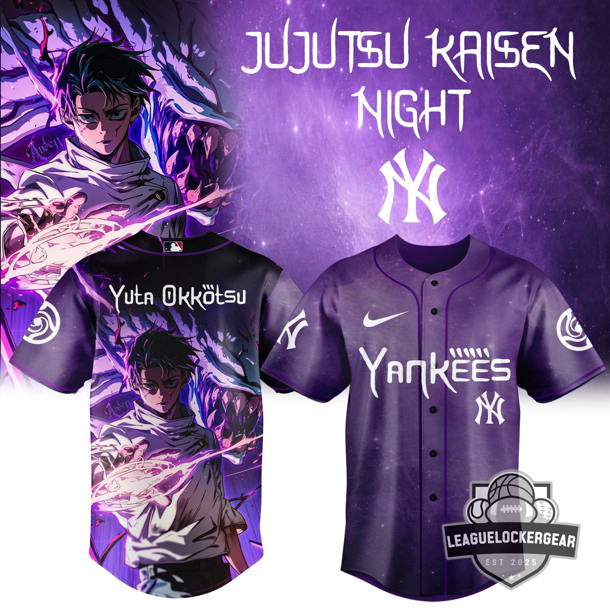 New York Yankees Jujutsu Kaisen Night Baseball Jersey - LeagueLockerGear
