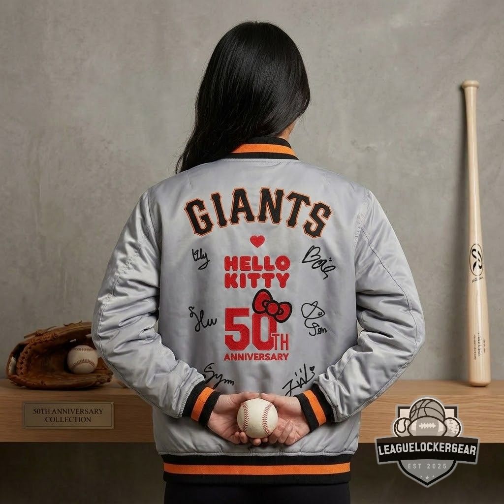 San Francisco Giants Hello Kitty 50th Anniversary Bomber Jacket - LeagueLockerGear