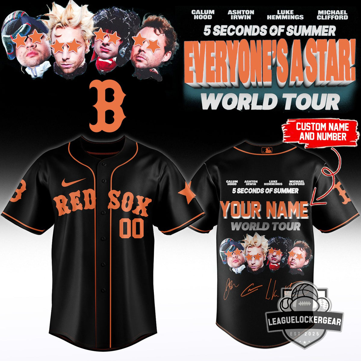 MLB x 5 Seconds Of Summer Everyone's A Star World Tour Baseball Jersey - LeagueLockerGear