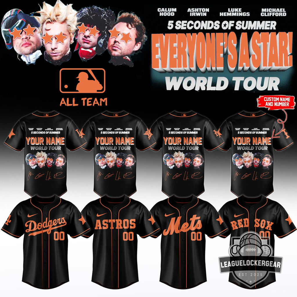 MLB x 5 Seconds Of Summer Everyone's A Star World Tour Baseball Jersey - LeagueLockerGear