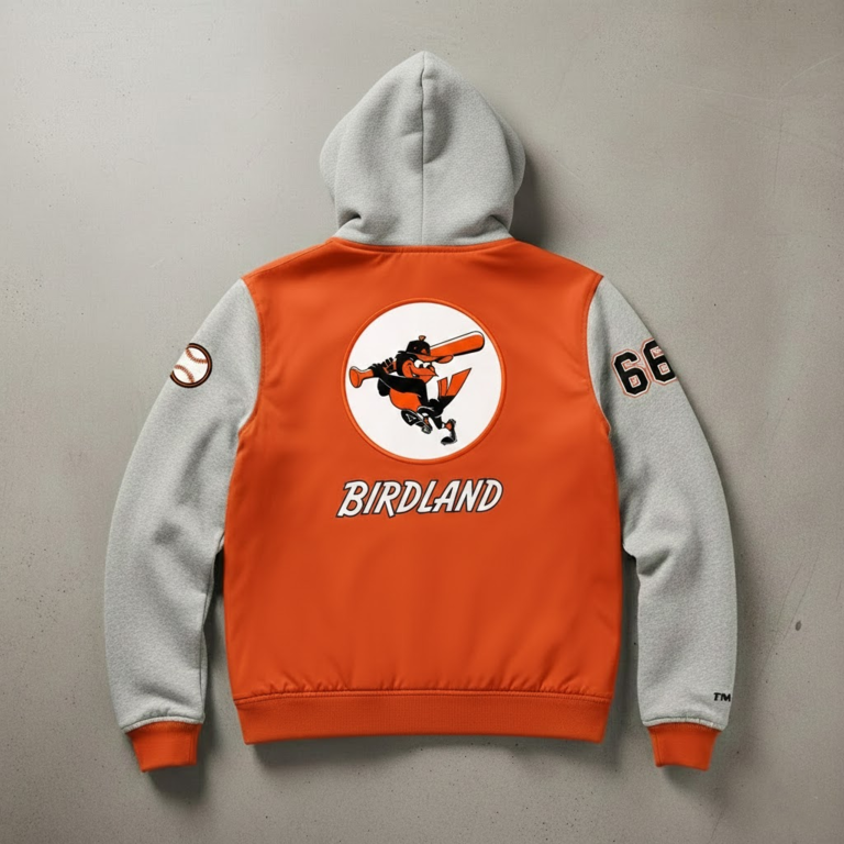 Baltimore Orioles Bomber Hoodie Jacket - Birdland Team Spirit Outerwear - LeagueLockerGear