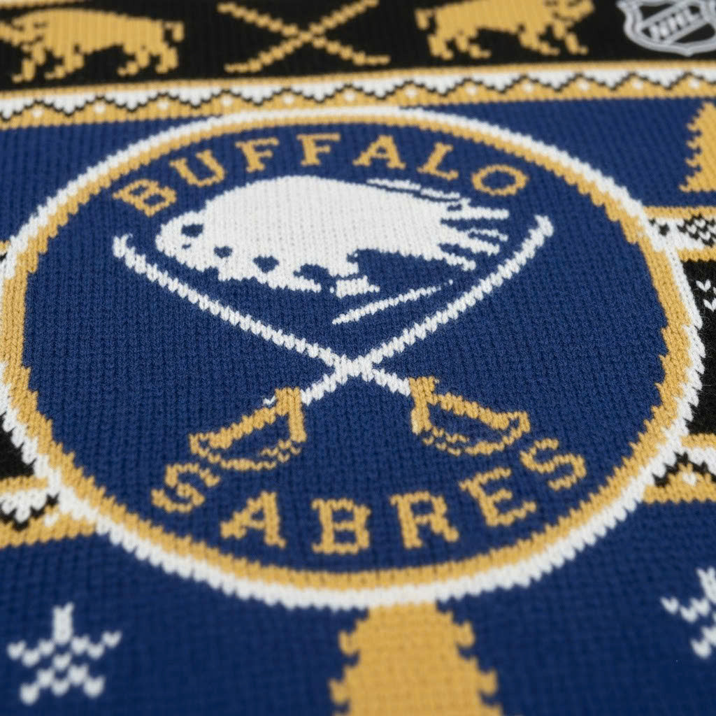 Buffalo Sabres NHL Ugly Christmas Sweater – Blue & Gold Fan Holiday Jumper - LeagueLockerGear
