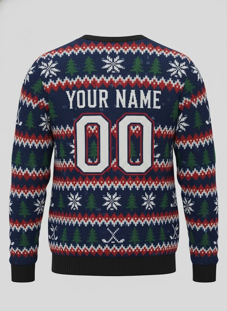Columbus Blue Jackets NHL Ugly Christmas Sweater – Navy & Red "CBJ" Holiday Knit - LeagueLockerGear