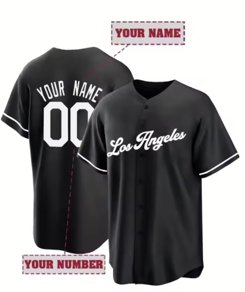 Customized Los Angeles Baseball Jersey Black - Personalized Name Number Shirt - LeagueLockerGear