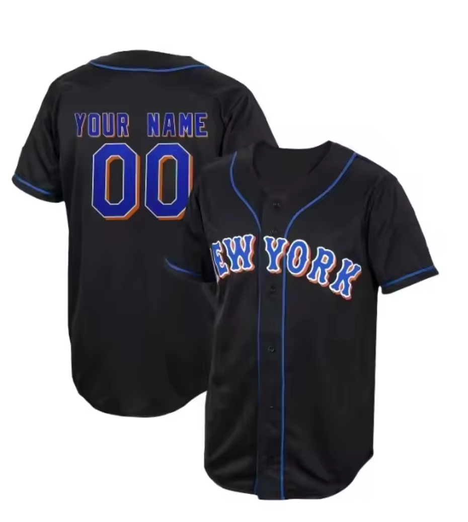 Customized New York Baseball Jersey Black - Mets Style Name Number - LeagueLockerGear