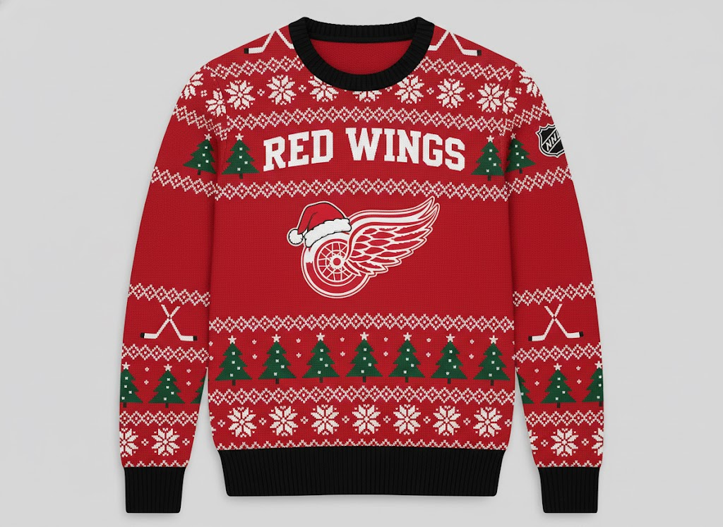 Detroit Red Wings NHL Ugly Christmas Sweater – Red & White Tradition Holiday Knit - LeagueLockerGear