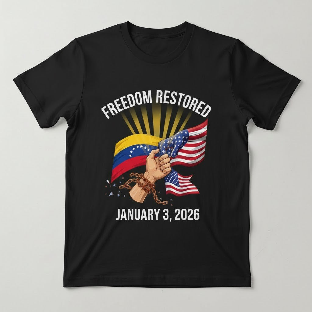 Freedom Restored T-Shirt - Venezuela 2026 Operation Absolute Resolve January 3 - LeagueLockerGear