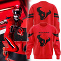 Official Houston Texans Battle Red Crewneck Sweatshirt - Men's/Unisex NFL Fleece - LeagueLockerGear