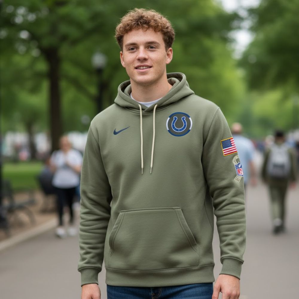 Indianapolis Colts Salute to Service Hoodie – Military Green NFL Sideline 2025 Edition - LeagueLockerGear