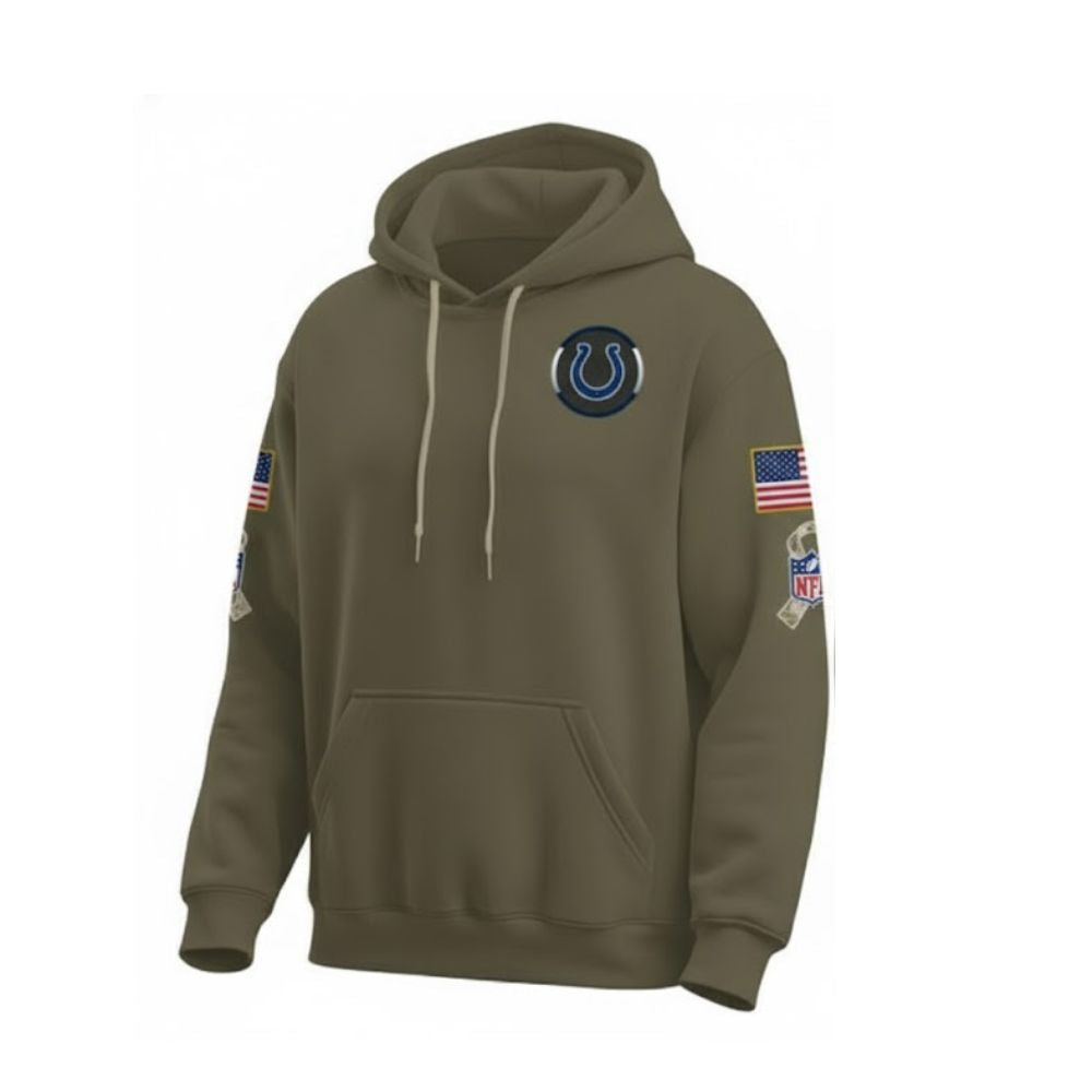 Indianapolis Colts Salute to Service Hoodie – Military Green NFL Sideline 2025 Edition - LeagueLockerGear