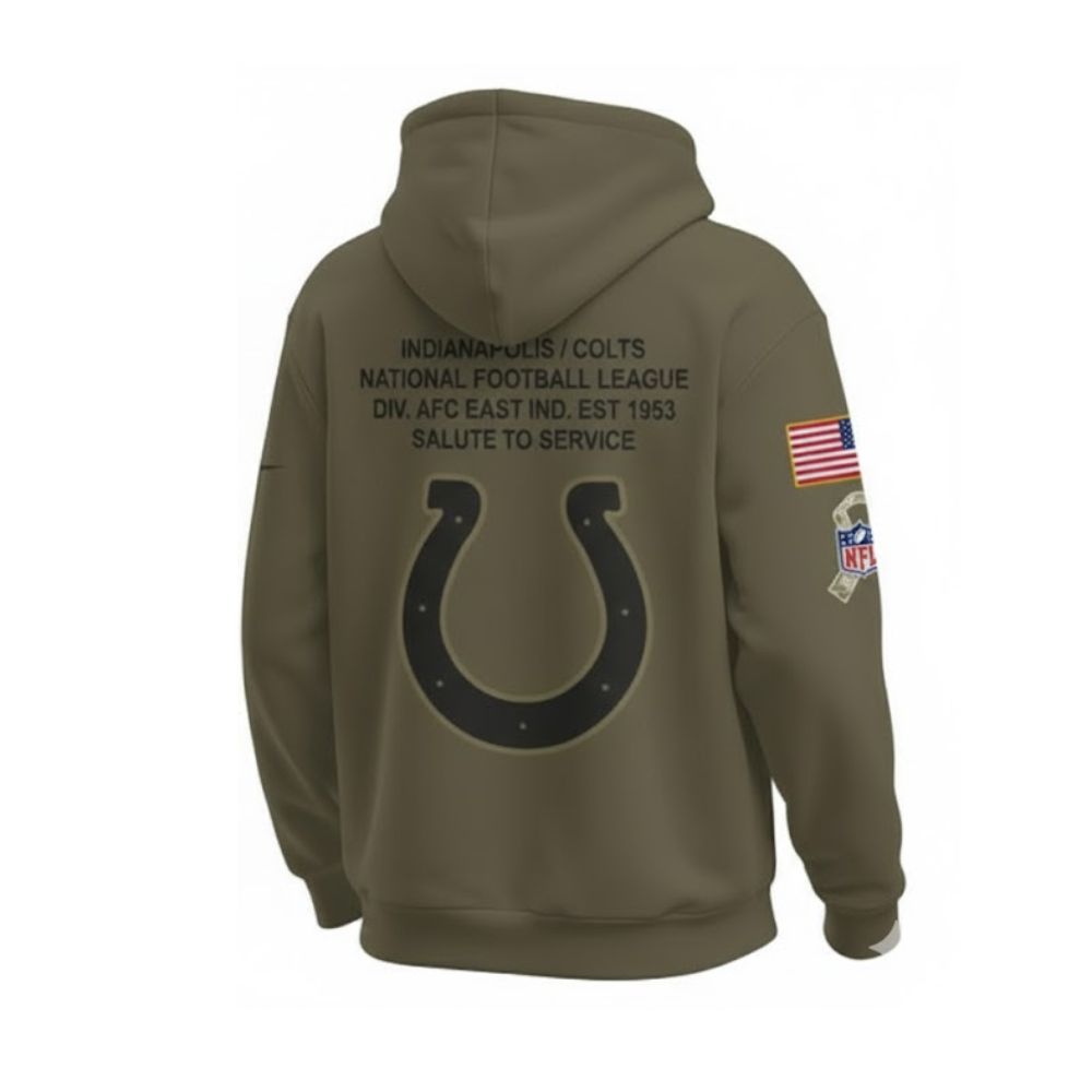 Indianapolis Colts Salute to Service Hoodie – Military Green NFL Sideline 2025 Edition - LeagueLockerGear