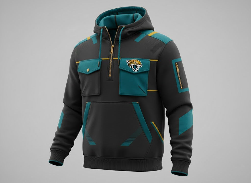 Jacksonville Jaguars "DUUUVAL" Tactical 3D Multi-Pocket Half-Zipper Hoodie - LeagueLockerGear