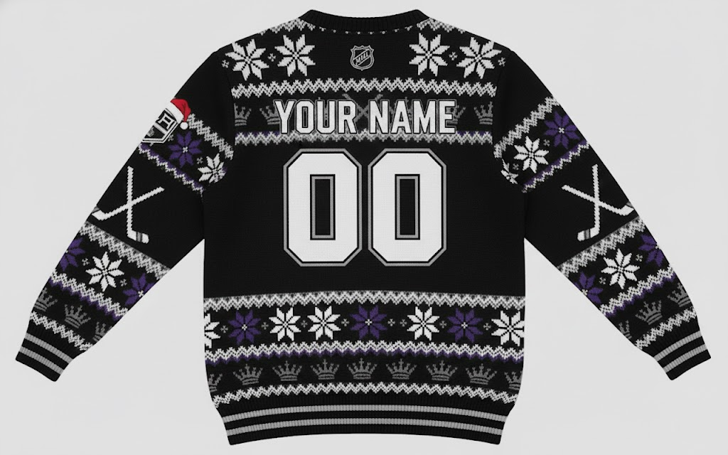Los Angeles Kings NHL Ugly Christmas Sweater – Black & Purple "Kings" Holiday Knit - LeagueLockerGear