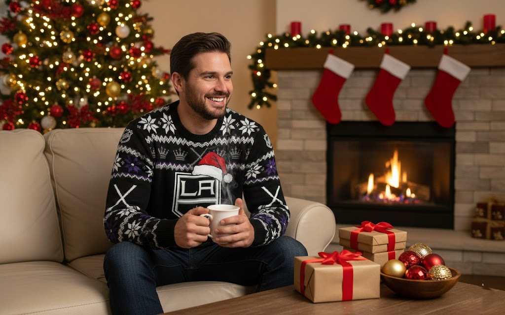 Los Angeles Kings NHL Ugly Christmas Sweater – Black & Purple "Kings" Holiday Knit - LeagueLockerGear
