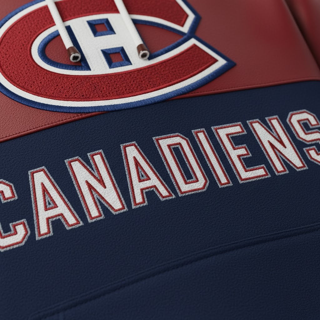 Montreal Canadiens Faux Leather Sleeve NHL Pullover 2025 Hoodie - LeagueLockerGear