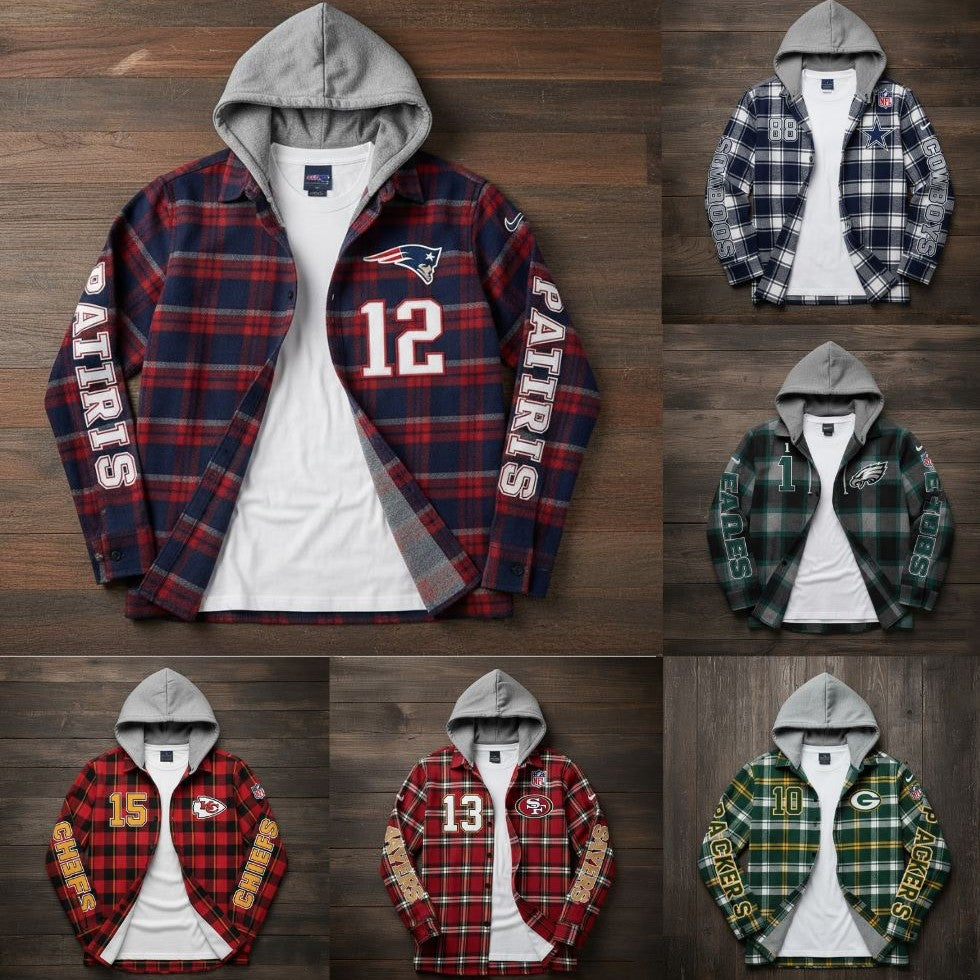NFL Plaid Hooded Flannel – Official Team Button-Down Shirt for 2025 Fans - LeagueLockerGear