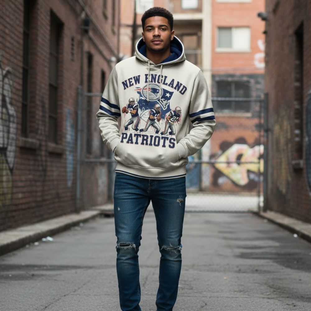 New England Patriots Vintage Hoodie – Foxboro MA Football Heritage Edition - LeagueLockerGear