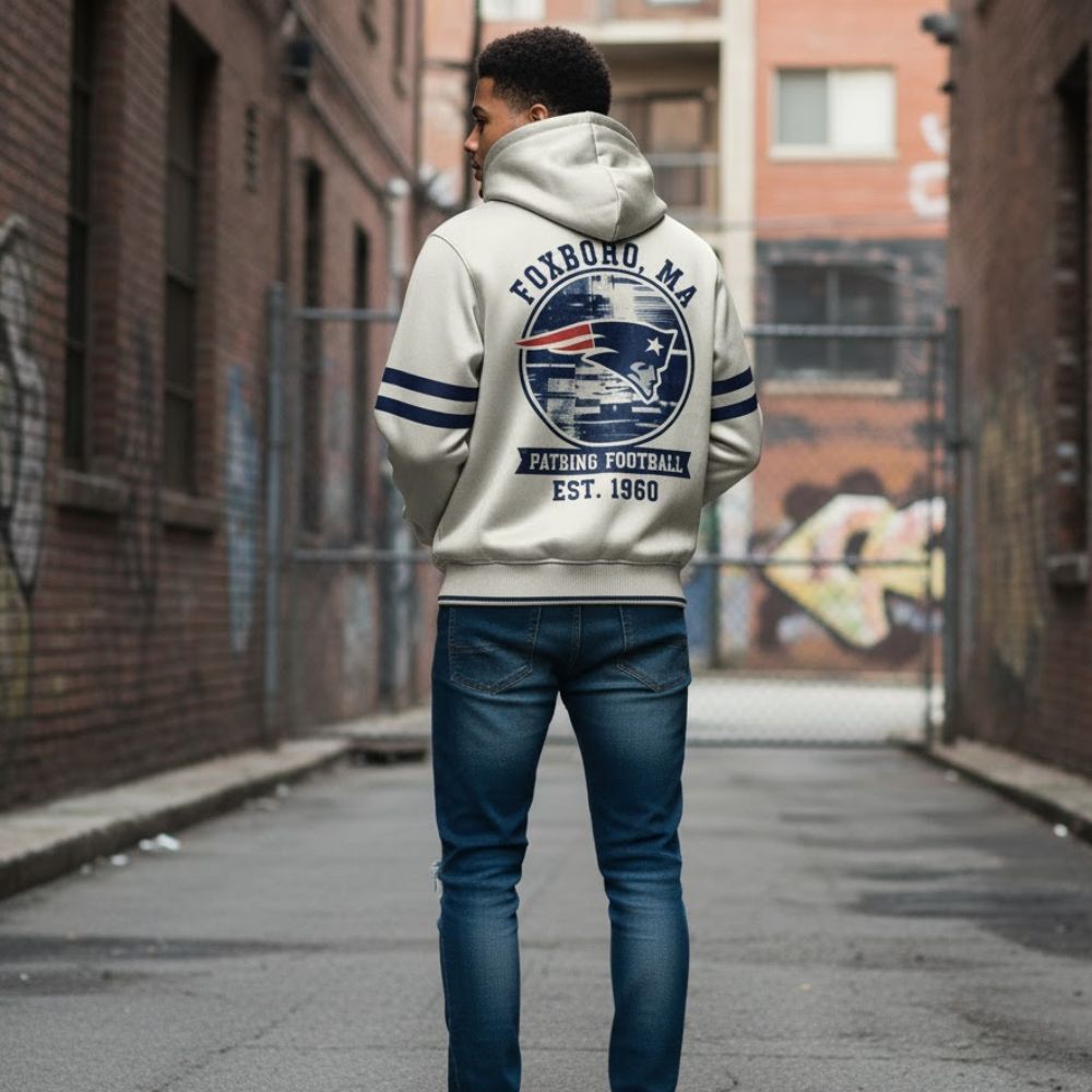 New England Patriots Vintage Hoodie – Foxboro MA Football Heritage Edition - LeagueLockerGear