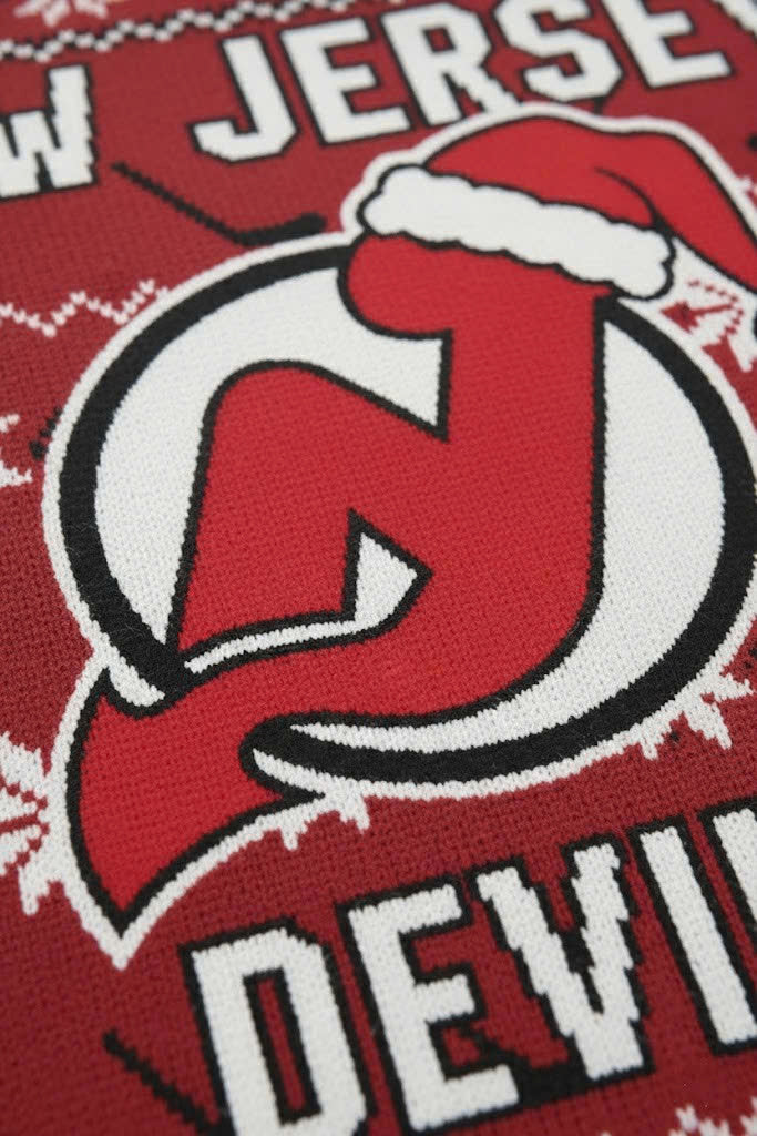 New Jersey Devils NHL Ugly Christmas Sweater – Red & Black "Jersey" Holiday Knit - LeagueLockerGear