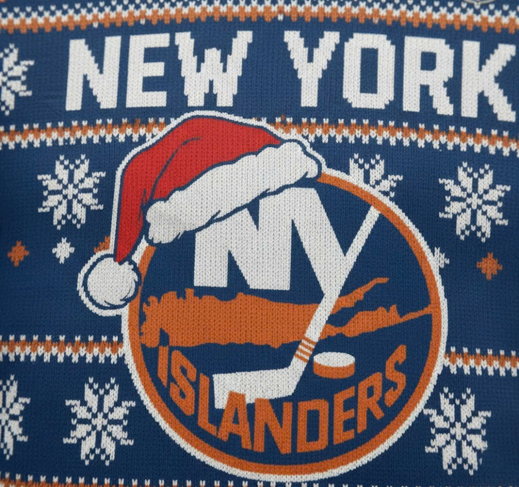 New York Islanders NHL Ugly Christmas Sweater – Blue & Orange "Isles" Holiday Knit - LeagueLockerGear
