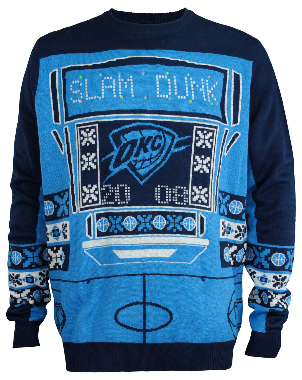 Oklahoma City Thunder Ugly Holiday Sweater - Holiday Cheer in Blue & Orange! - LeagueLockerGear