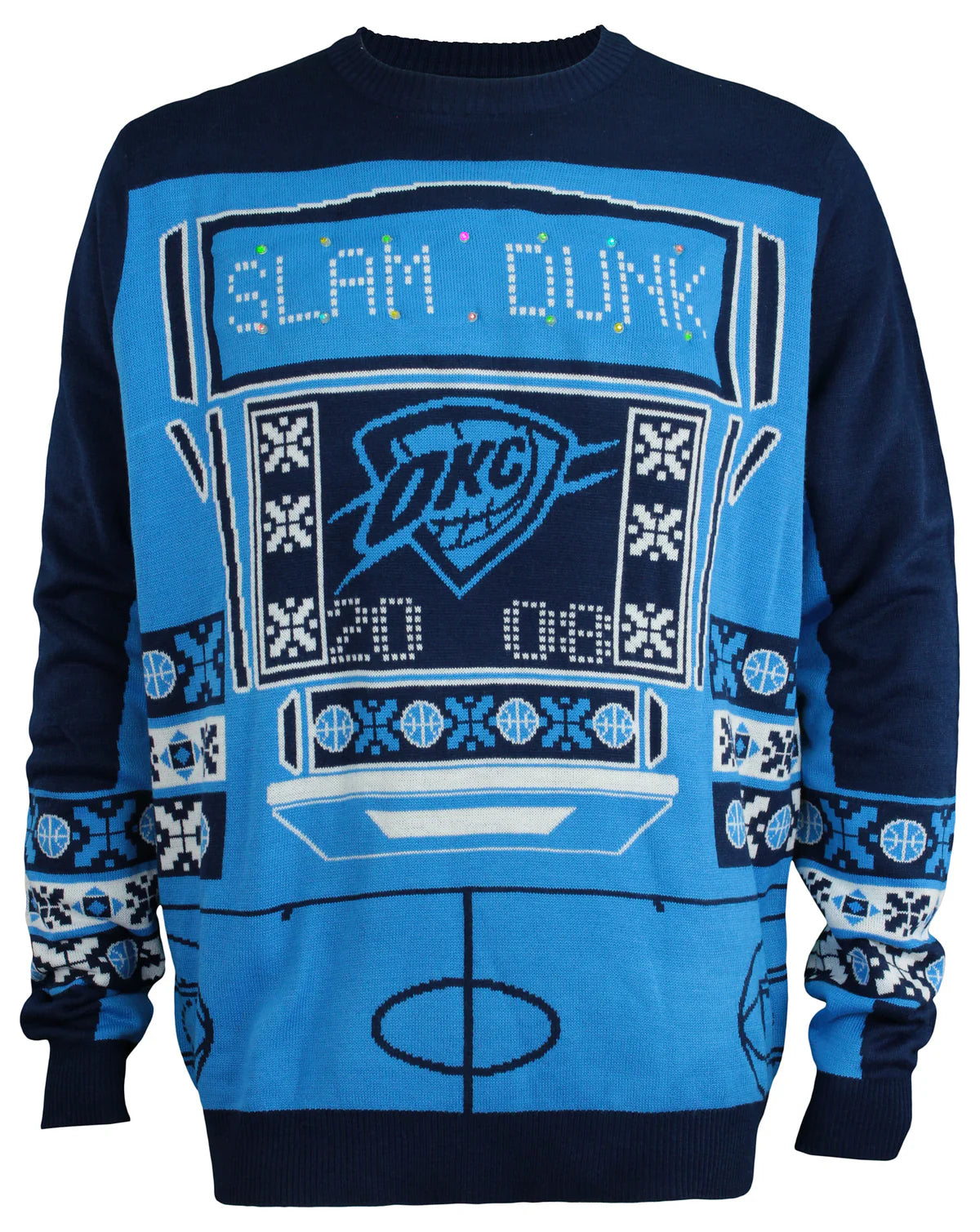 Oklahoma City Thunder Ugly Holiday Sweater - Holiday Cheer in Blue & Orange! - LeagueLockerGear