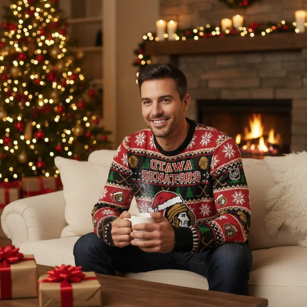 Ottawa Senators NHL Ugly Christmas Sweater – Red & Black "Sens" Holiday Knit - LeagueLockerGear