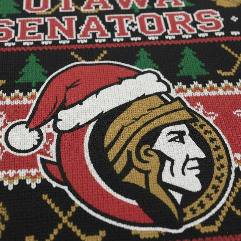 Ottawa Senators NHL Ugly Christmas Sweater – Red & Black "Sens" Holiday Knit - LeagueLockerGear