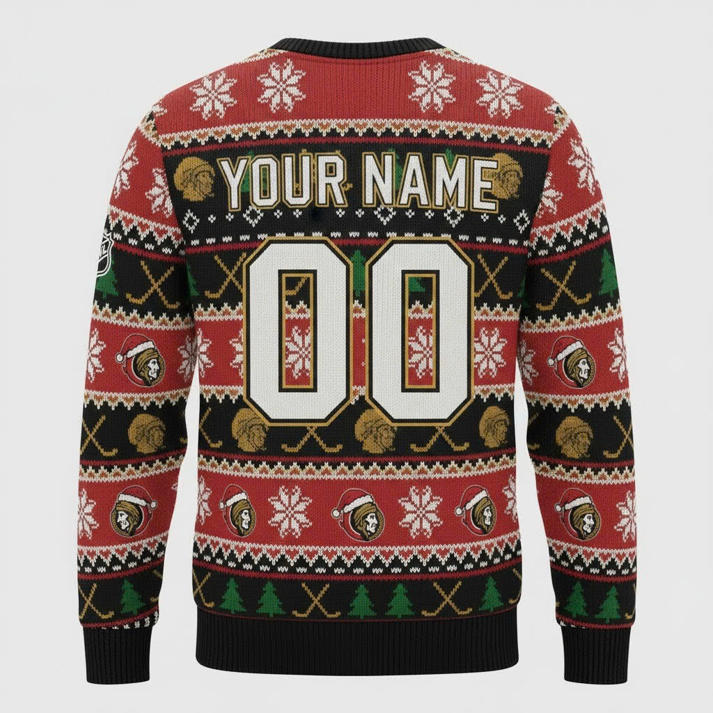 Ottawa Senators NHL Ugly Christmas Sweater – Red & Black "Sens" Holiday Knit - LeagueLockerGear