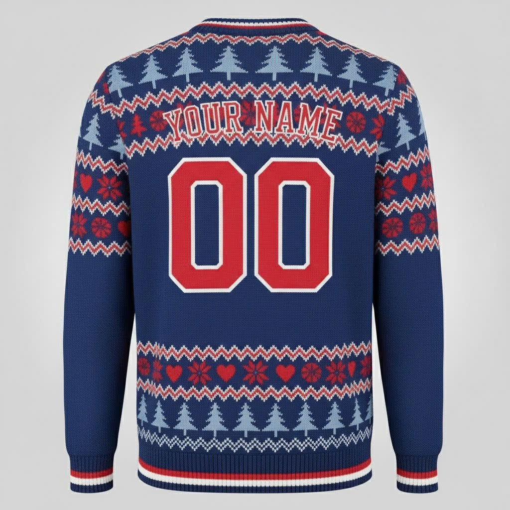 Philadelphia 76ers x The Grinch Ugly Christmas Sweater – Royal Blue & Red "Grinchmas" Knit - LeagueLockerGear