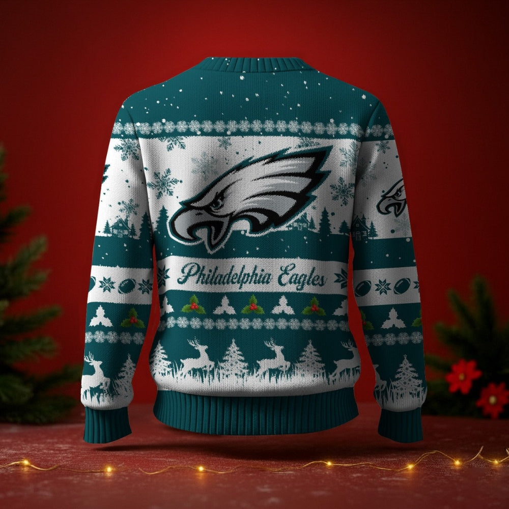 Philadelphia Eagles Ugly Christmas Sweater - Midnight Green Festive Edition - LeagueLockerGear