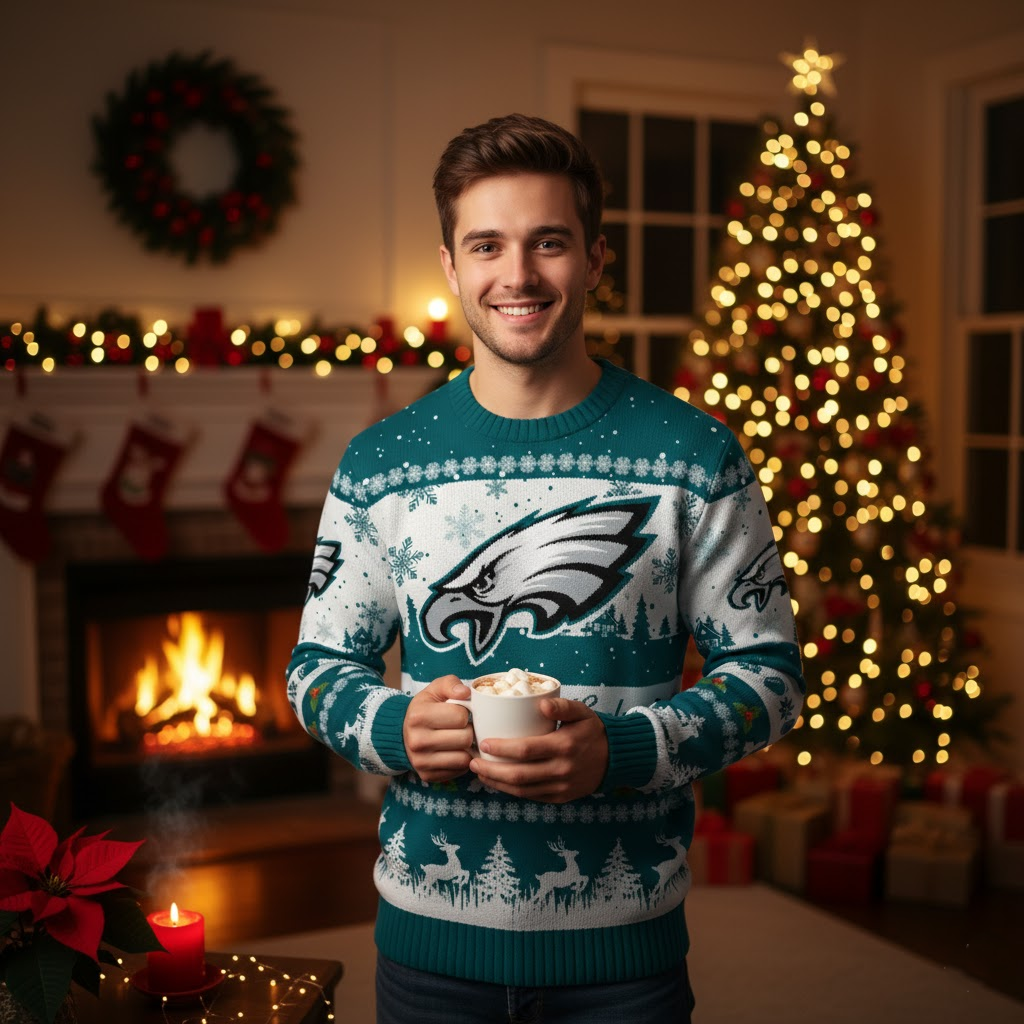 Philadelphia Eagles Ugly Christmas Sweater - Midnight Green Festive Edition - LeagueLockerGear
