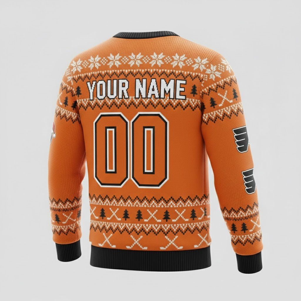 Philadelphia Flyers NHL Ugly Christmas Sweater – Orange & Black "Philly" Holiday Knit - LeagueLockerGear