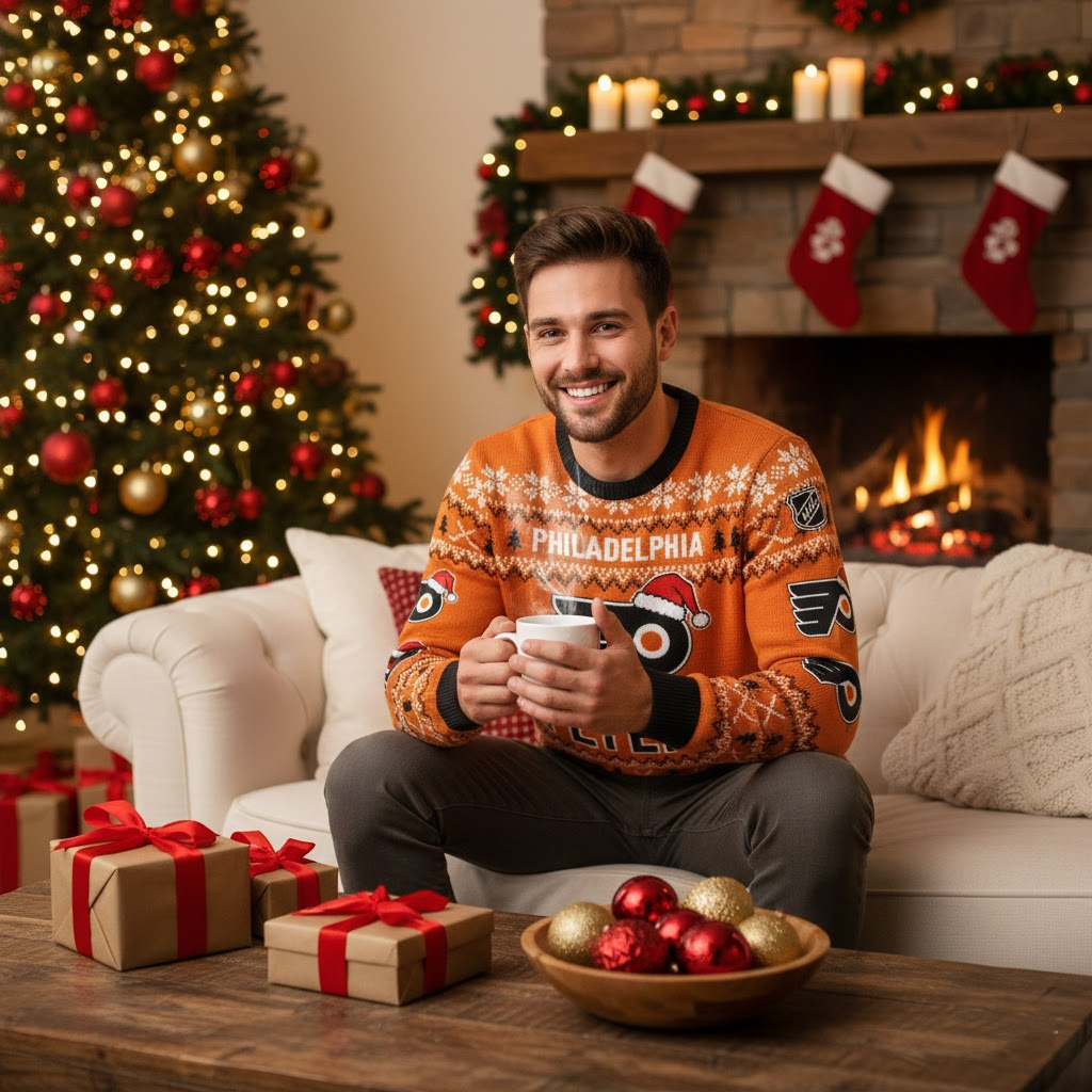 Philadelphia Flyers NHL Ugly Christmas Sweater – Orange & Black "Philly" Holiday Knit - LeagueLockerGear