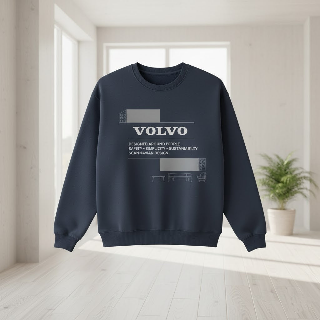 Volvo "Safety & Swedish Luxury" Heritage 3D Blueprint Crewneck Sweatshirt - LeagueLockerGear