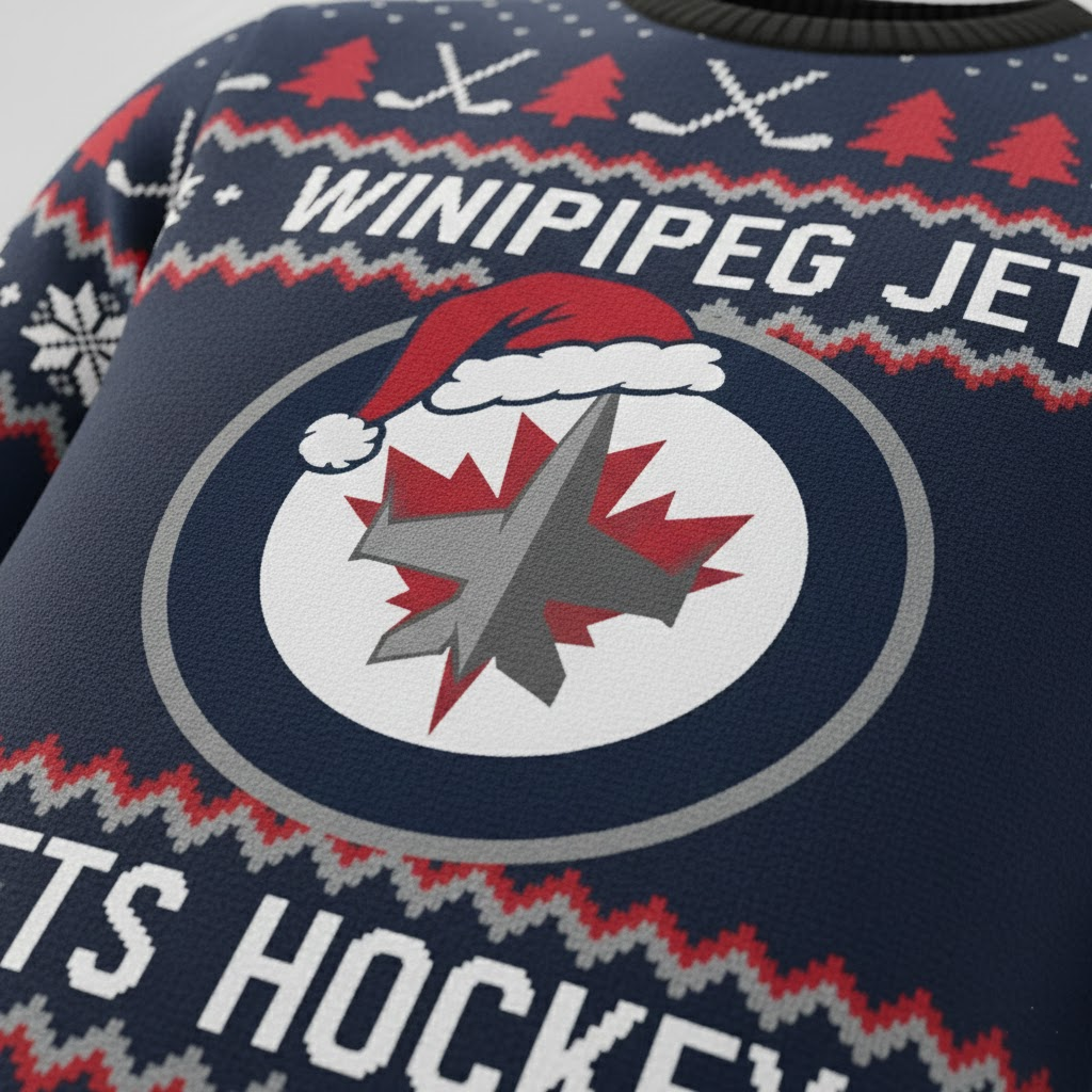 Winnipeg Jets NHL Ugly Christmas Sweater – Navy & Red "Jets" Holiday Knit - LeagueLockerGear
